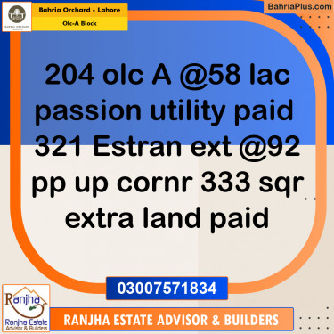 5 Marla Residential Plot for Sale in OLC-A Block -  Bahria Orchard, Lahore - (BP-243204)