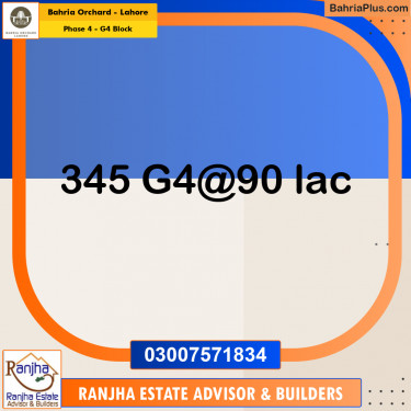10 Marla Residential Plot for Sale in Phase 4 - G4 Block -  Bahria Orchard, Lahore - (BP-243205)