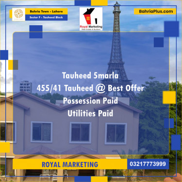5 Marla Residential Plot for Sale in Sector F - Tauheed Block -  Bahria Town, Lahore - (BP-243521)