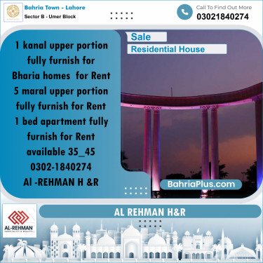 1 Kanal Residential House for Sale in Sector B - Umer Block -  Bahria Town, Lahore - (BP-243565)