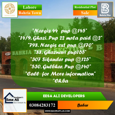 Residential Plot for Sale in Bahria Town, Lahore - (BP-243590)