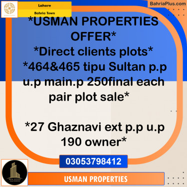 Residential Plot for Sale in Bahria Town, Lahore - (BP-243597)
