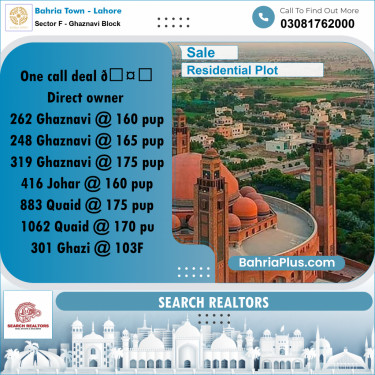 10 Marla Residential Plot for Sale in Sector F - Ghaznavi Block -  Bahria Town, Lahore - (BP-243626)