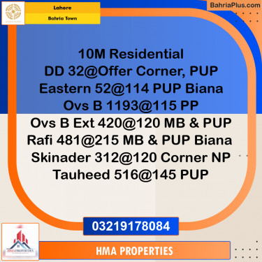 10 Marla Residential Plot for Sale in Bahria Town, Lahore - (BP-243633)