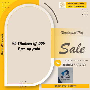1 Kanal Residential Plot for Sale in Sector B - Shaheen Block -  Bahria Town, Lahore - (BP-243651)