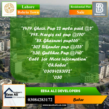 Residential Plot for Sale in Bahria Town, Lahore - (BP-243656)