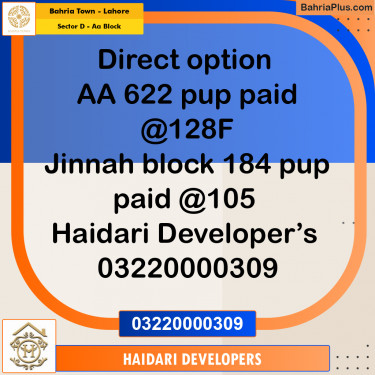 5 Marla Residential Plot for Sale in Sector D - AA Block -  Bahria Town, Lahore - (BP-243673)
