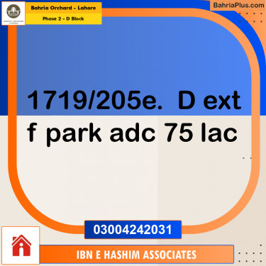 10 Marla Residential Plot for Sale in Phase 2 - D Block -  Bahria Orchard, Lahore - (BP-243705)