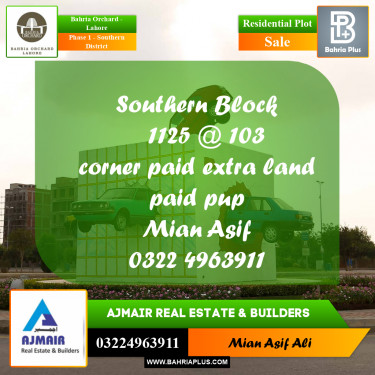 Residential Plot for Sale in Phase 1 - Southern District -  Bahria Orchard, Lahore - (BP-243712)