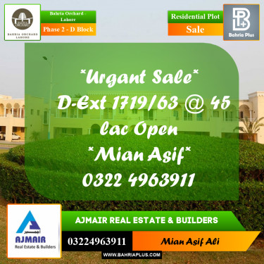 Residential Plot for Sale in Phase 2 - D Block -  Bahria Orchard, Lahore - (BP-243721)