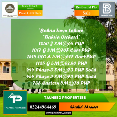 5 Marla Residential Plot for Sale in Phase 4 - G5 Block -  Bahria Orchard, Lahore - (BP-243729)