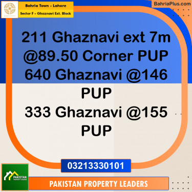 7 Marla Residential Plot for Sale in Sector F - Ghaznavi Ext. Block -  Bahria Town, Lahore - (BP-243741)