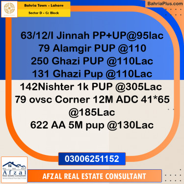 10 Marla Residential Plot for Sale in Sector D - CC Block -  Bahria Town, Lahore - (BP-243744)