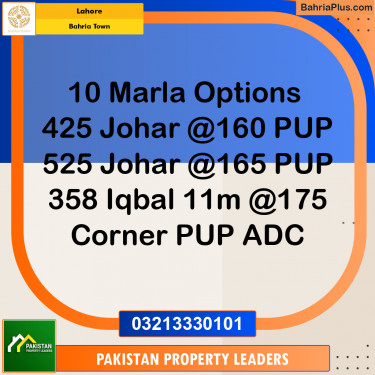 10 Marla Residential Plot for Sale in Bahria Town, Lahore - (BP-243790)