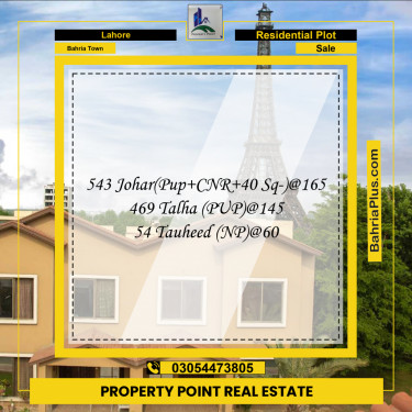 10 Marla Residential Plot for Sale in Bahria Town, Lahore - (BP-243804)