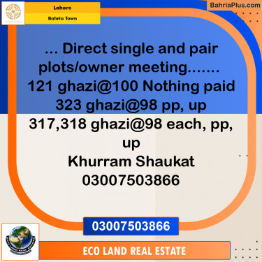 Residential Plot for Sale in Bahria Town, Lahore - (BP-243816)