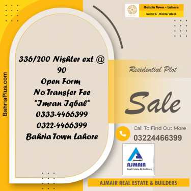 5 Marla Residential Plot for Sale in Sector E - Nishtar Block -  Bahria Town, Lahore - (BP-243830)