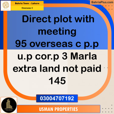 13 Marla Residential Plot for Sale in Overseas C -  Bahria Town, Lahore - (BP-243837)