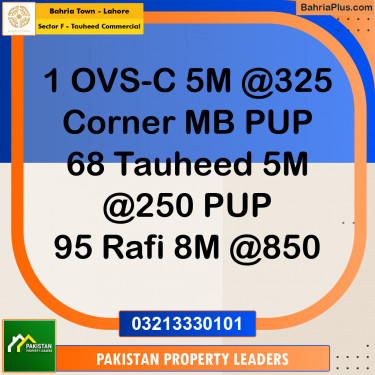 5 Marla Commercial Plot for Sale in Sector F - Tauheed Commercial -  Bahria Town, Lahore - (BP-243912)
