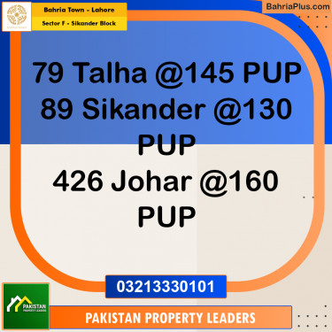 10 Marla Residential Plot for Sale in Sector F - Sikander Block -  Bahria Town, Lahore - (BP-243914)