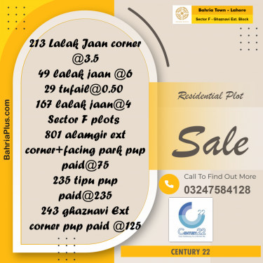 5 Marla Residential Plot for Sale in Sector F - Ghaznavi Ext. Block -  Bahria Town, Lahore - (BP-243921)