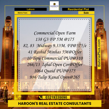 Residential Plot for Sale in Bahria Town, Lahore - (BP-244031)