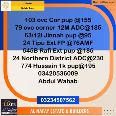 Residential Plot for Sale in Bahria Town, Lahore - (BP-244063)