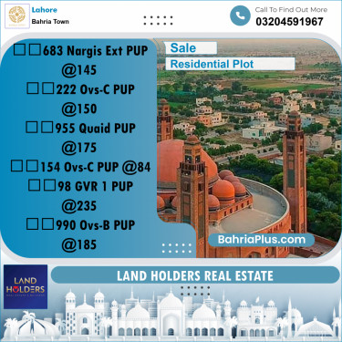Residential Plot for Sale in Bahria Town, Lahore - (BP-244109)