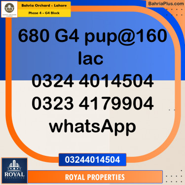 Residential Plot for Sale in Phase 4 - G4 Block -  Bahria Orchard, Lahore - (BP-244122)