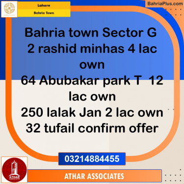 Residential Plot for Sale in Bahria Town, Lahore - (BP-244277)