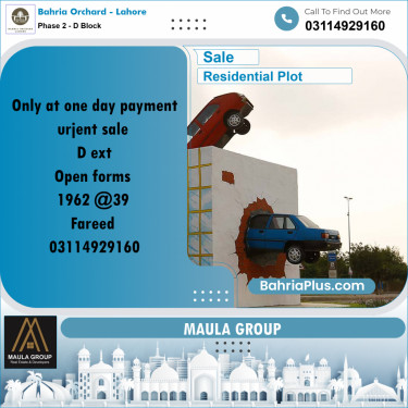5 Marla Residential Plot for Sale in Phase 2 - D Block -  Bahria Orchard, Lahore - (BP-244289)