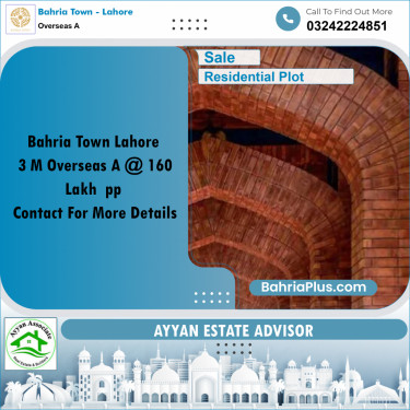 10 Marla Residential Plot for Sale in Overseas A -  Bahria Town, Lahore - (BP-244397)