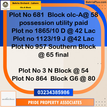 5 Marla Residential Plot for Sale in OLC-A Block -  Bahria Orchard, Lahore - (BP-244428)