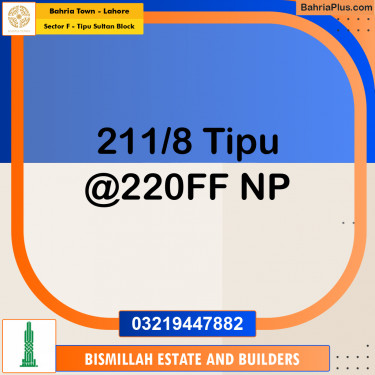 1 Kanal Residential Plot for Sale in Sector F - Tipu Sultan Block -  Bahria Town, Lahore - (BP-244488)