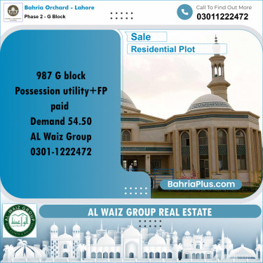 5 Marla Residential Plot for Sale in Phase 2 - G Block -  Bahria Orchard, Lahore - (BP-244492)