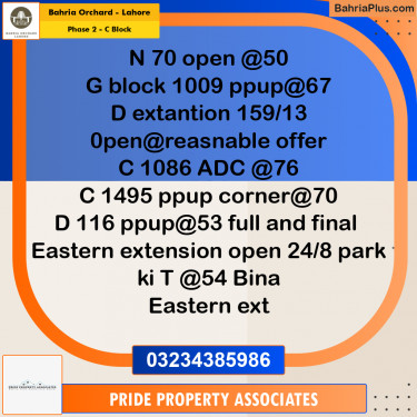 8 Marla Residential Plot for Sale in Phase 2 - C Block -  Bahria Orchard, Lahore - (BP-244523)