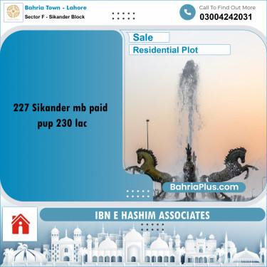 1 Kanal Residential Plot for Sale in Sector F - Sikander Block -  Bahria Town, Lahore - (BP-244529)