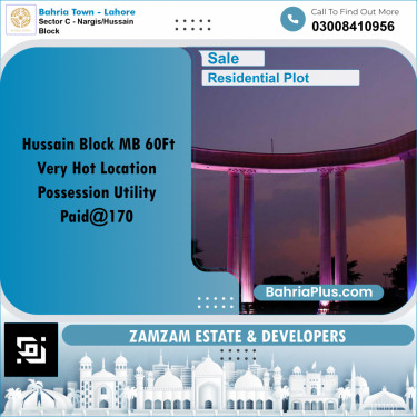 10 Marla Residential Plot for Sale in Sector C - Nargis/Hussain Block -  Bahria Town, Lahore - (BP-244534)