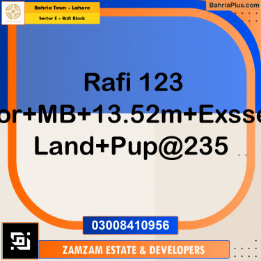 13.52 Marla Residential Plot for Sale in Sector E - Rafi Block -  Bahria Town, Lahore - (BP-244540)