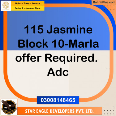 10 Marla Residential Plot for Sale in Sector C - Jasmine Block -  Bahria Town, Lahore - (BP-244549)