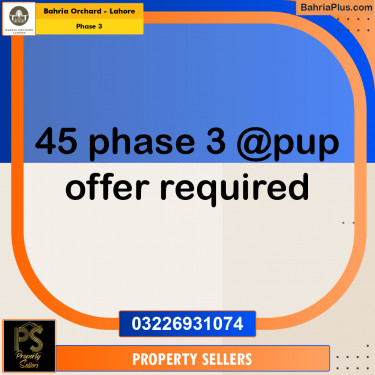 8 Marla Residential Plot for Sale in Phase 3 -  Bahria Orchard, Lahore - (BP-244583)