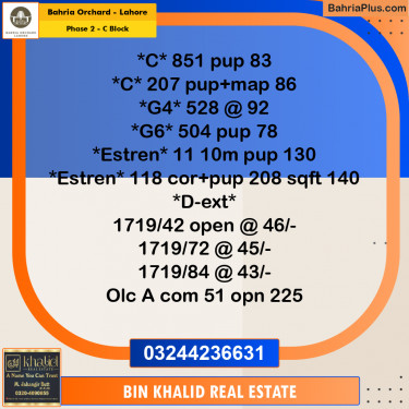 8 Marla Residential Plot for Sale in Phase 2 - C Block -  Bahria Orchard, Lahore - (BP-244589)