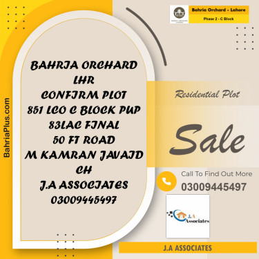 8 Marla Residential Plot for Sale in Phase 2 - C Block -  Bahria Orchard, Lahore - (BP-244649)