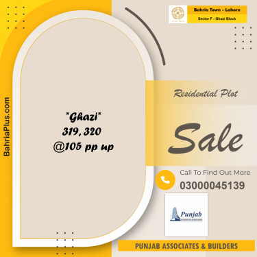 10 Marla Residential Plot for Sale in Sector F - Ghazi Block -  Bahria Town, Lahore - (BP-244654)