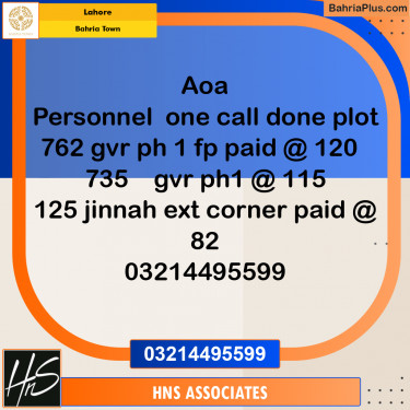Residential Plot for Sale in Bahria Town, Lahore - (BP-244655)