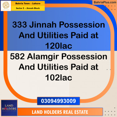Residential Plot for Sale in Sector E - Jinnah Block -  Bahria Town, Lahore - (BP-244714)