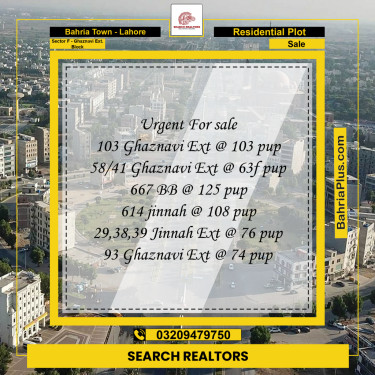 5 Marla Residential Plot for Sale in Sector F - Ghaznavi Ext. Block -  Bahria Town, Lahore - (BP-244719)