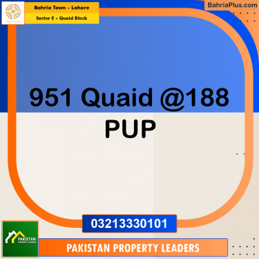 10 Marla Residential Plot for Sale in Sector E - Quaid Block -  Bahria Town, Lahore - (BP-244820)