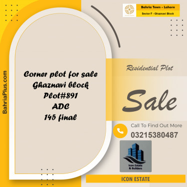 10 Marla Residential Plot for Sale in Sector F - Ghaznavi Block -  Bahria Town, Lahore - (BP-244846)