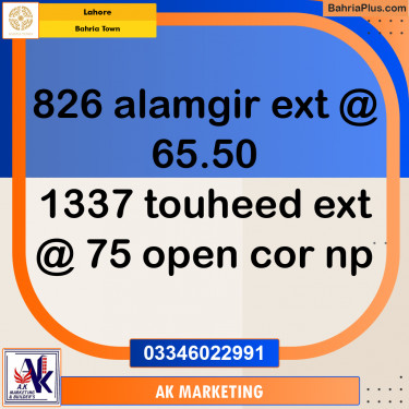 Residential Plot for Sale in Bahria Town, Lahore - (BP-244847)